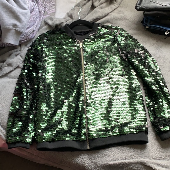 Daisy Street sequin Bomber Jacket - Picture 2 of 7